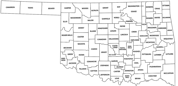Oklahoma Counties Map